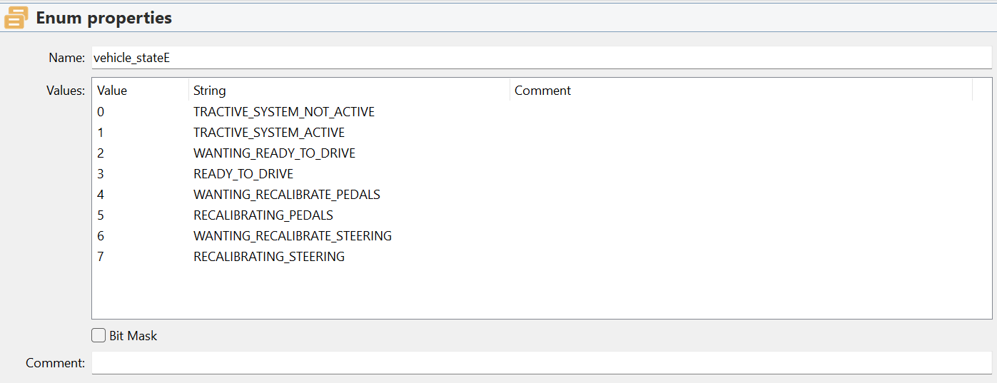 vehicle_stateE enum definition