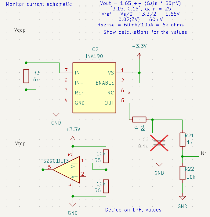 INA190 current monitoring circuit